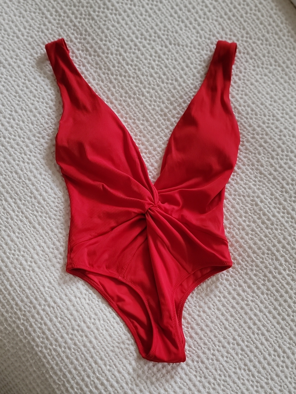 Victoria's Secret Red One-Piece Swimsuit with Twist Front